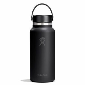 Hydro Flask Wide Mouth 946 ml (32 oz) – Bouteille isotherme inox, ouverture large – Noir